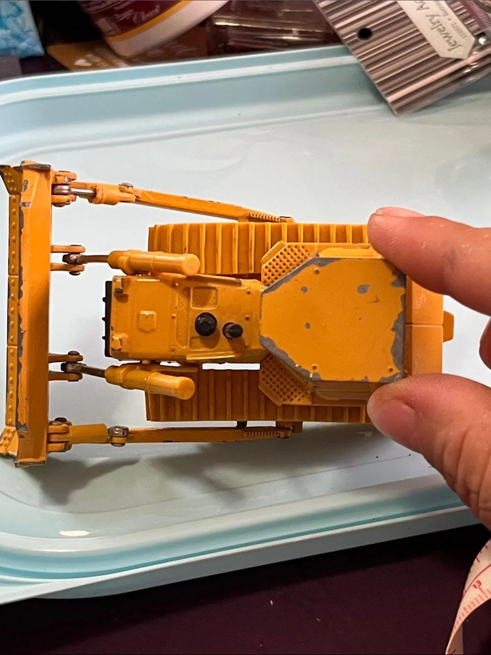 John Deere Yellow Metal Crawler Bulldozer Toy with Black Accents